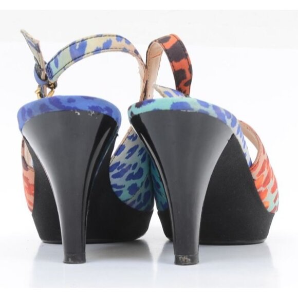 Nine West Jeopardy Rainbow Slingback Peep Toe Platform Heels Pump Women's 8.5 - Picture 5 of 9